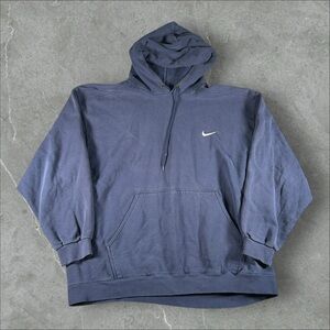 Vintage 90s Nike Hoodie Men XL Navy Blue Sportswear Club Fleece Essential Swoosh